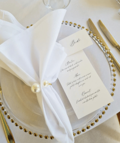 Pack 10 Serviettes Blanches & Ronds Dorés